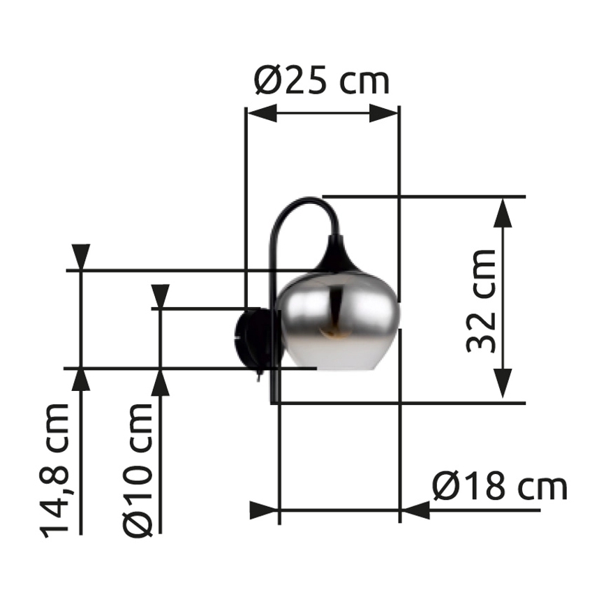 Globo - Væglampe 1xE27/40W/230V sort