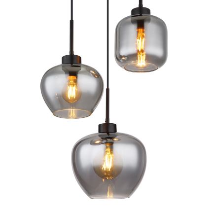 Globo - Pendel på kabel 3xE27/40W/230V sort
