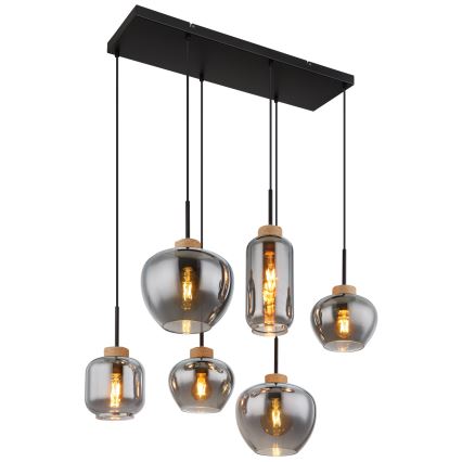 Globo - Kabelpendel 6xE27/40W/230V sort