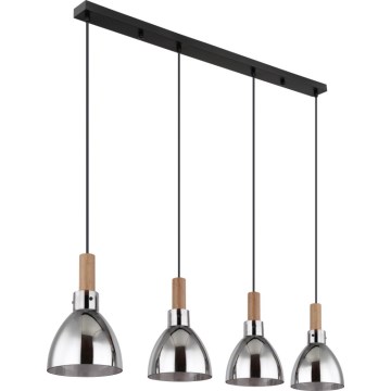 Globo 15550-4H - Pendel på kabel MATTEA 4xE27/6W/230V sort/røgfarvet
