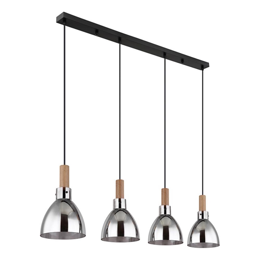 Globo 15550-4H - Pendel på kabel MATTEA 4xE27/6W/230V sort/røgfarvet