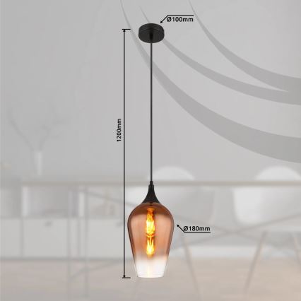 Globo - Pendel 1xE27/60W/230V diameter 18 cm kobber