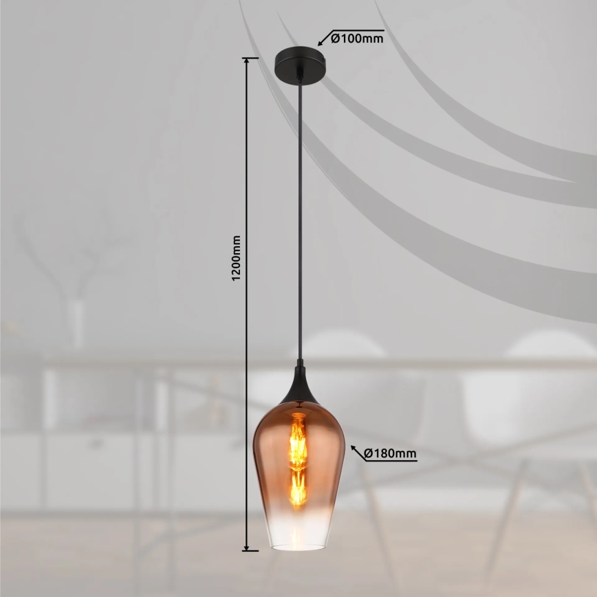 Globo - Pendel 1xE27/60W/230V diameter 18 cm kobber