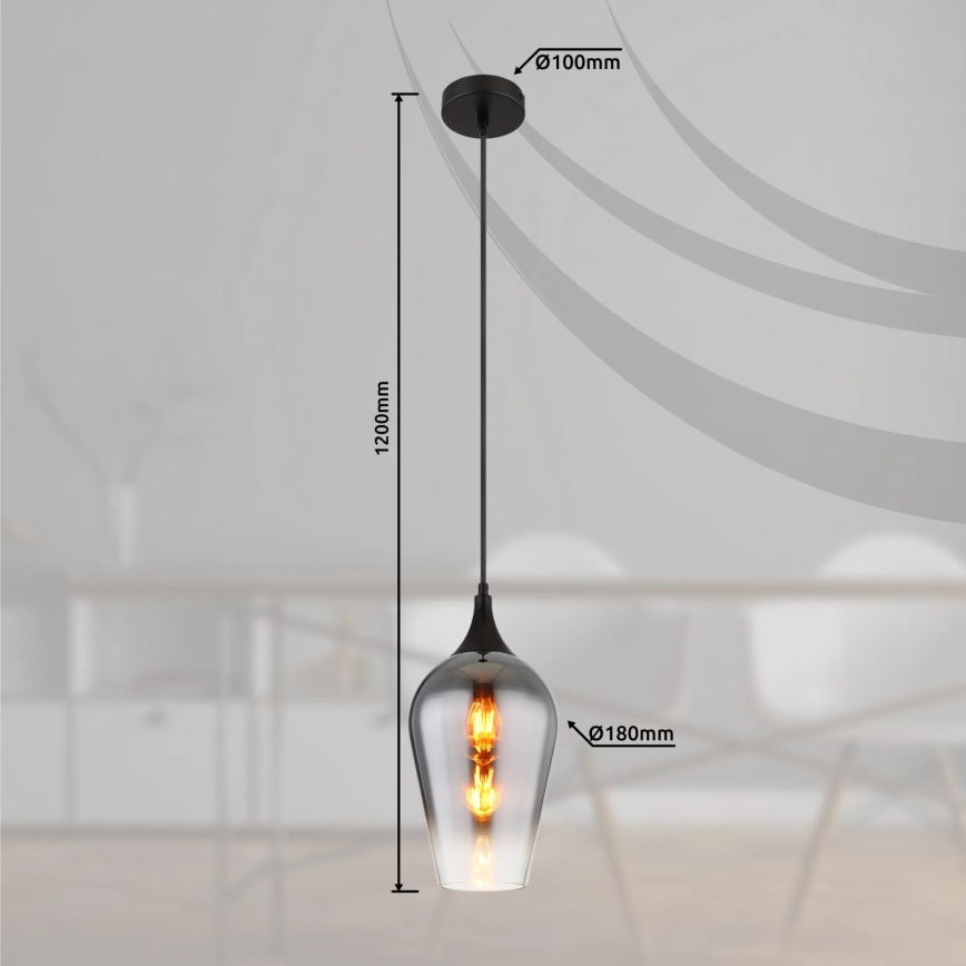 Globo - Pendel 1xE27/60W/230V diameter 18 cm sort