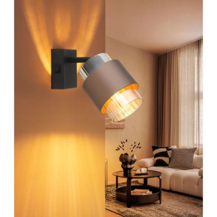 Globo - Væglampe med spot 1xE27/40W/230V sort/bronze