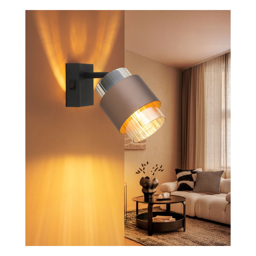 Globo - Væglampe med spot 1xE27/40W/230V sort/bronze