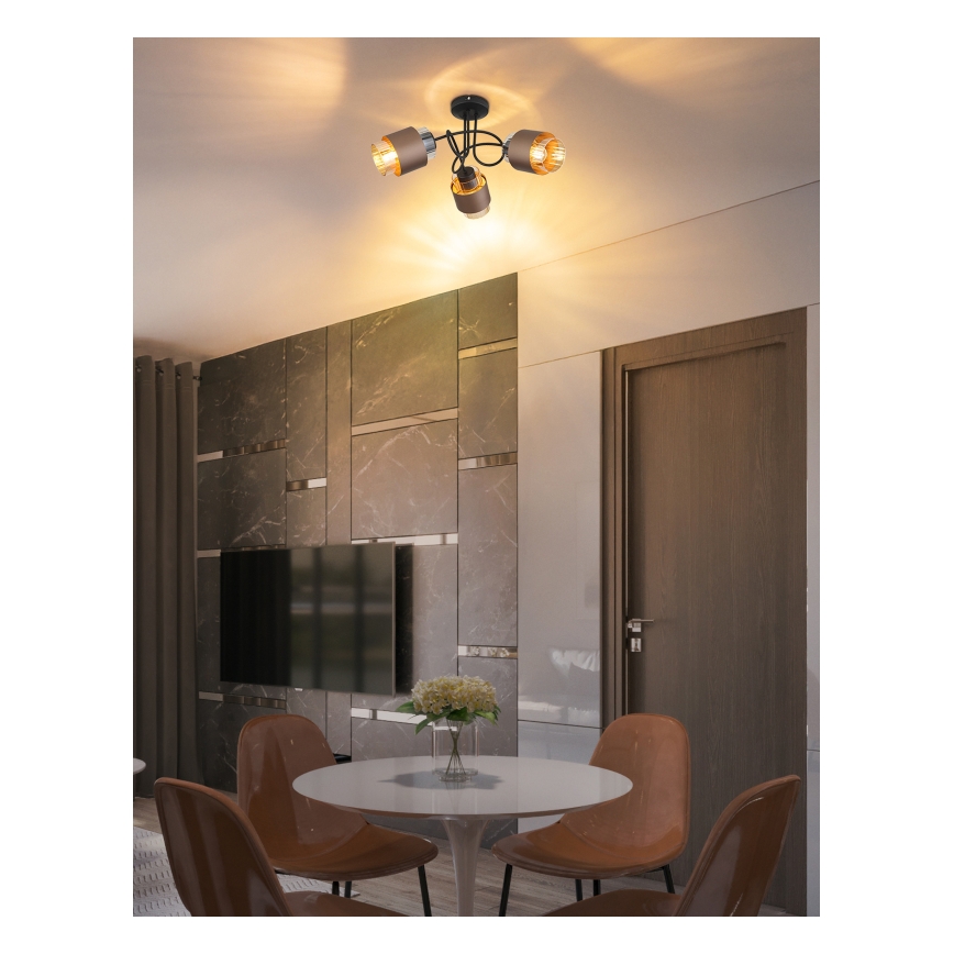 Globo - Overflademonteret loftlampe 3xE27/40W/230V sort/bronze