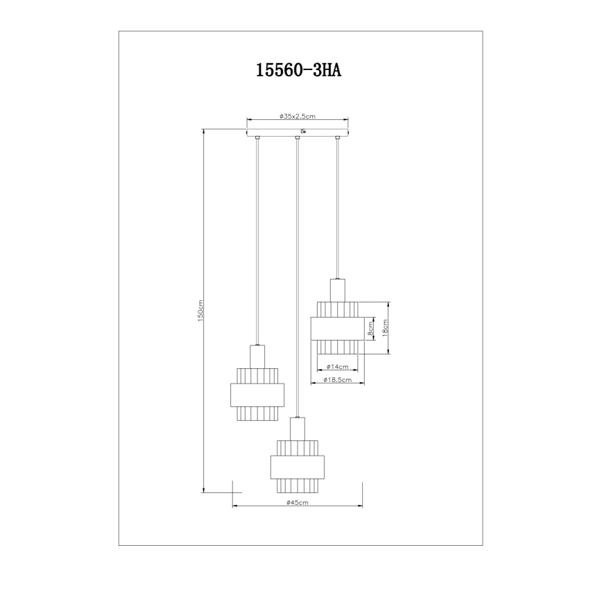 Globo - Lysekrone på kabel 3xE27/60W/230V