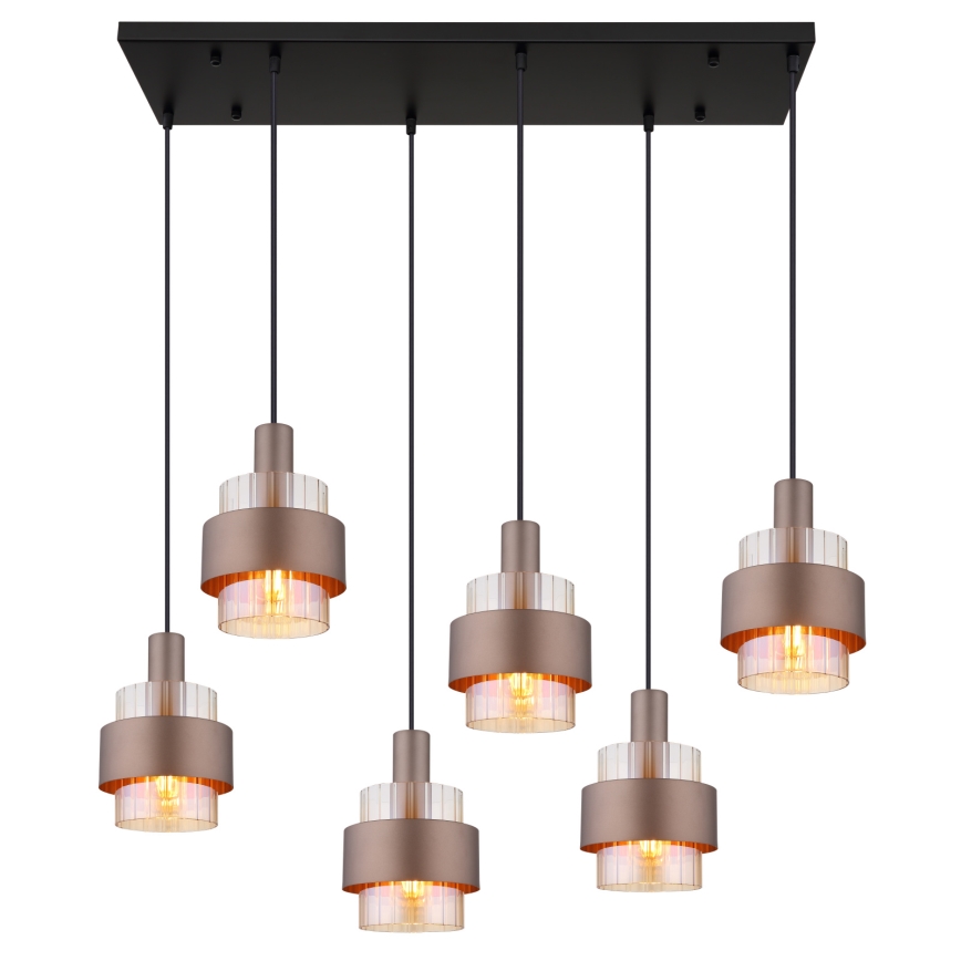 Globo - Lysekrone på wire 6xE27/60W/230V brun