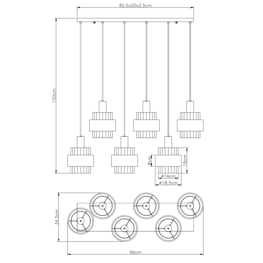 Globo - Lysekrone på wire 6xE27/60W/230V brun
