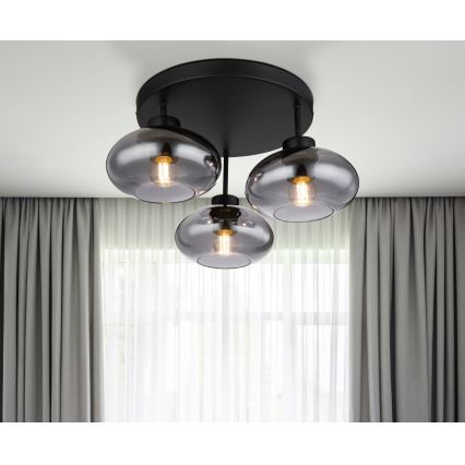 Globo - Plafondlampe 3xE27ILLU/40W/230V sort
