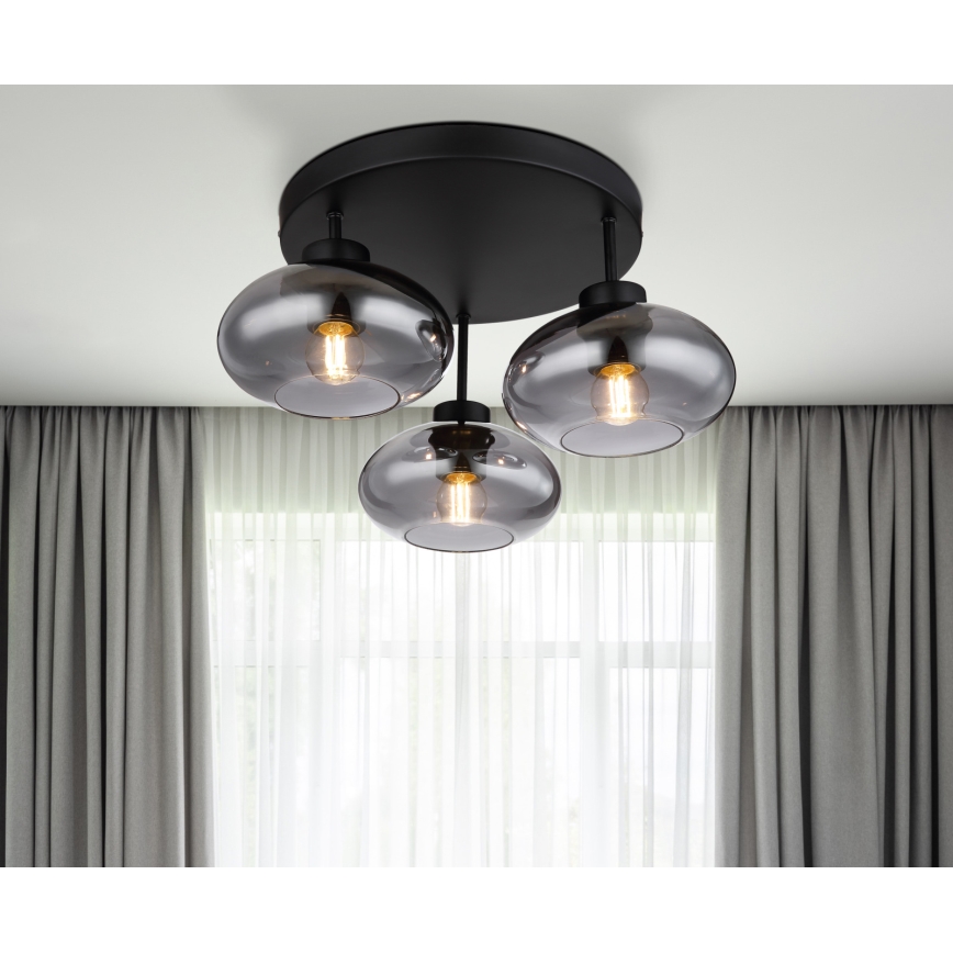 Globo - Plafondlampe 3xE27ILLU/40W/230V sort