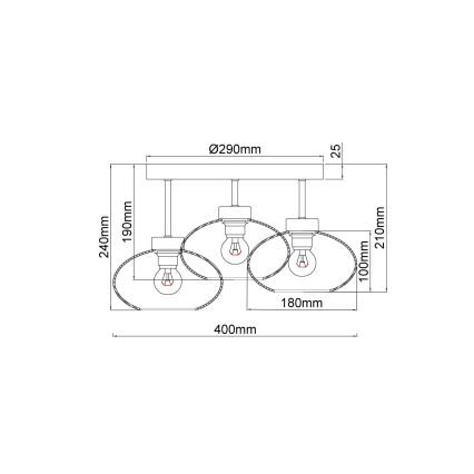 Globo - Plafondlampe 3xE27ILLU/40W/230V sort