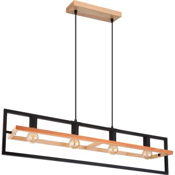 Globo 15575-4H - Pendel på wire ERICA 4xE27/40W/230V sort/beige