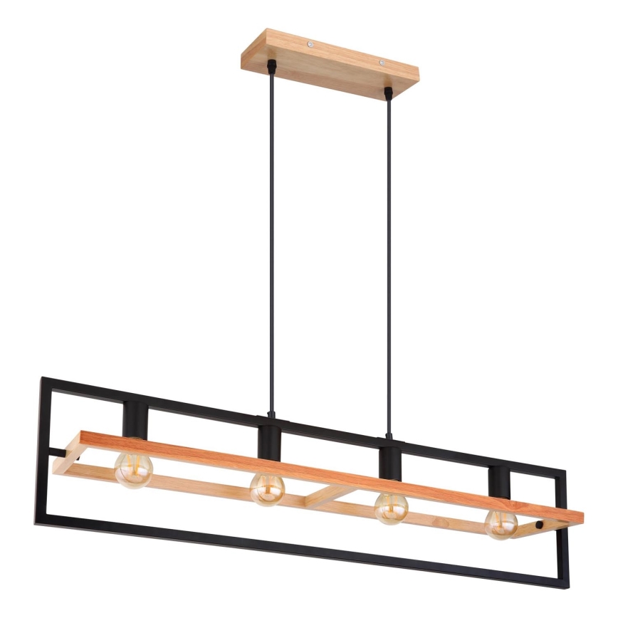 Globo 15575-4H - Pendel på wire ERICA 4xE27/40W/230V sort/beige