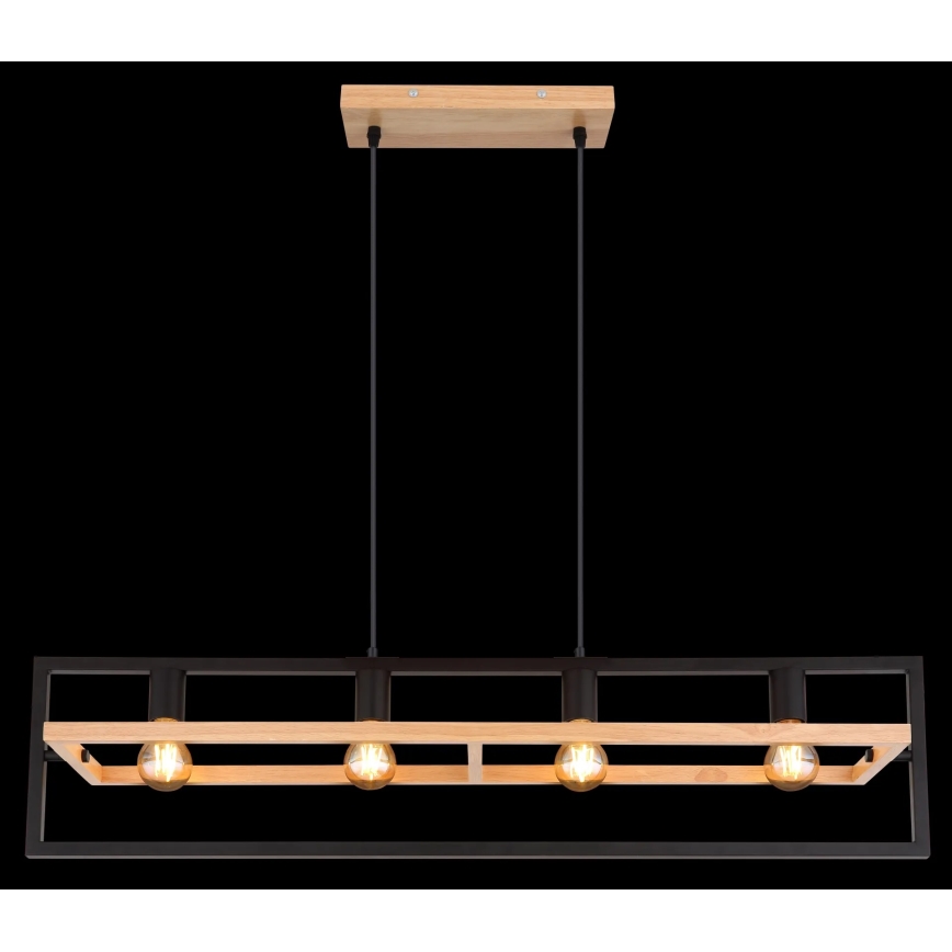 Globo 15575-4H - Pendel på wire ERICA 4xE27/40W/230V sort/beige