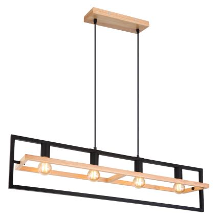 Globo 15575-4H - Pendel på wire ERICA 4xE27/40W/230V sort/beige