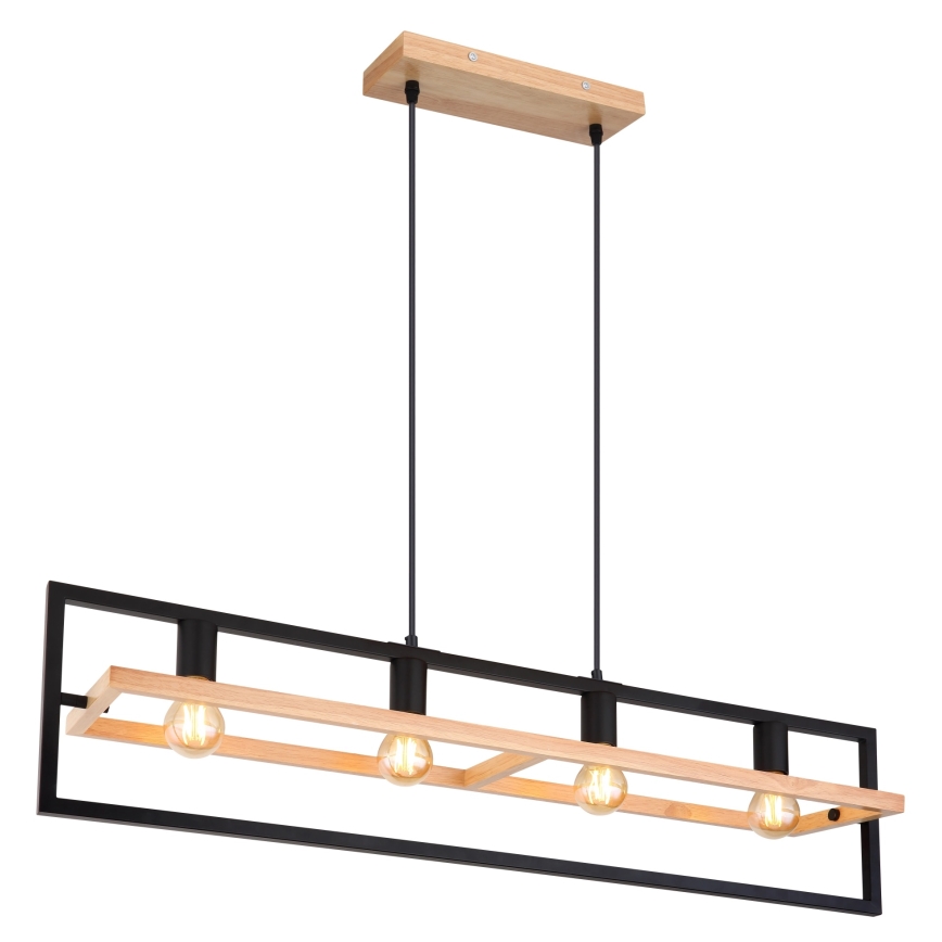 Globo 15575-4H - Pendel på wire ERICA 4xE27/40W/230V sort/beige