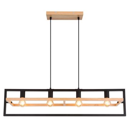 Globo 15575-4H - Pendel på wire ERICA 4xE27/40W/230V sort/beige