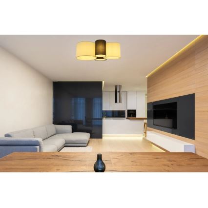 Globo 15586-4D - Loftlampe MAKKI 4xE27/15W/230V hvid/grå/sort
