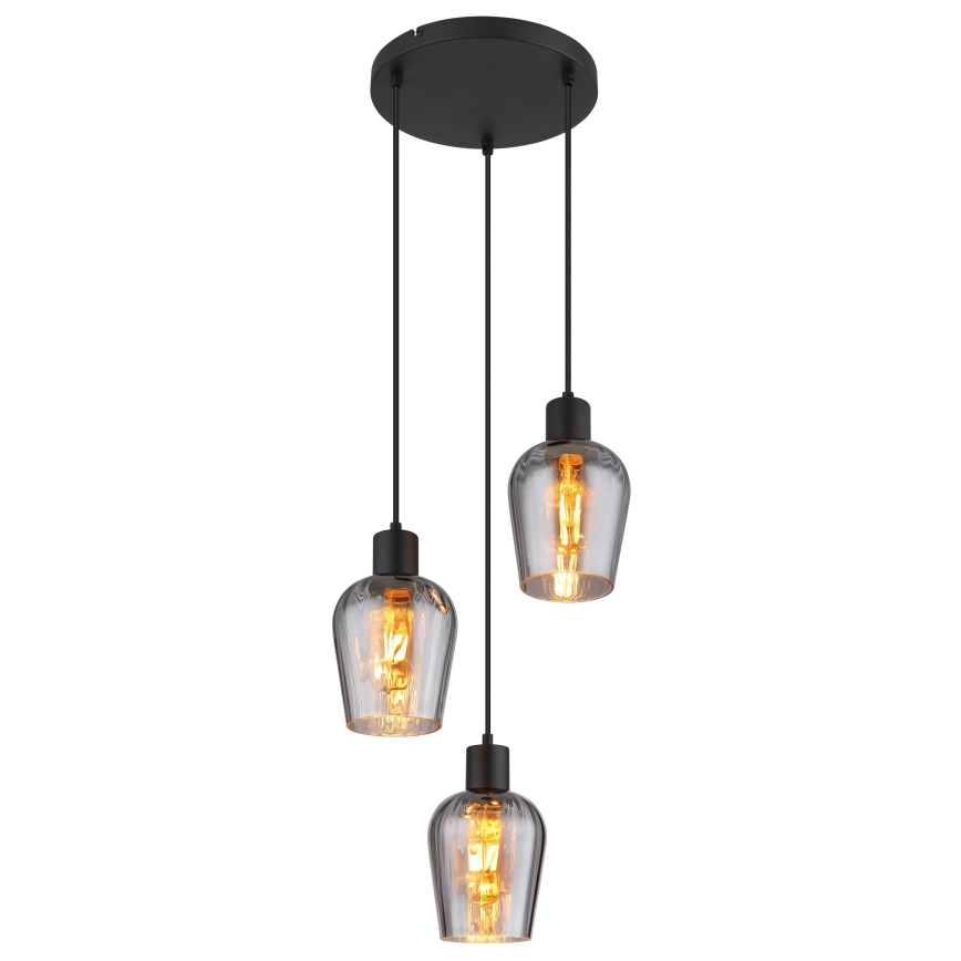 Globo - Pendel 3xE27/40W/230V diameter 28,5 cm sort