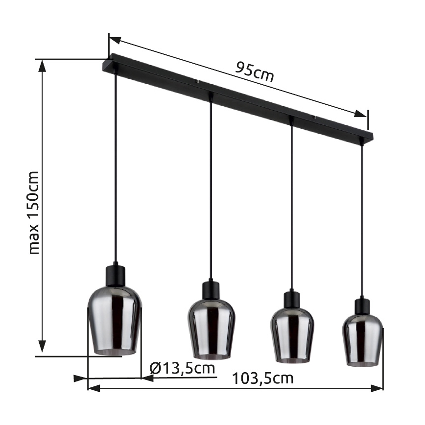Globo - Pendel 4xE27/40W/230V sort