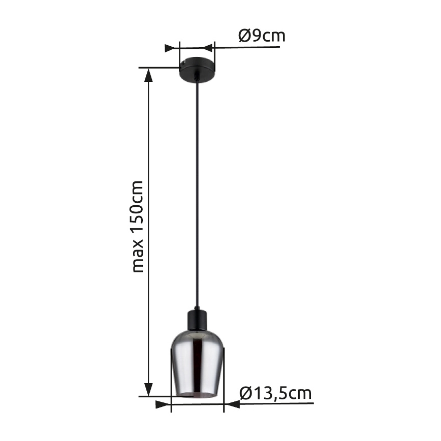 Globo - Pendel 1xE27/40W/230V diameter 13,5 cm sort