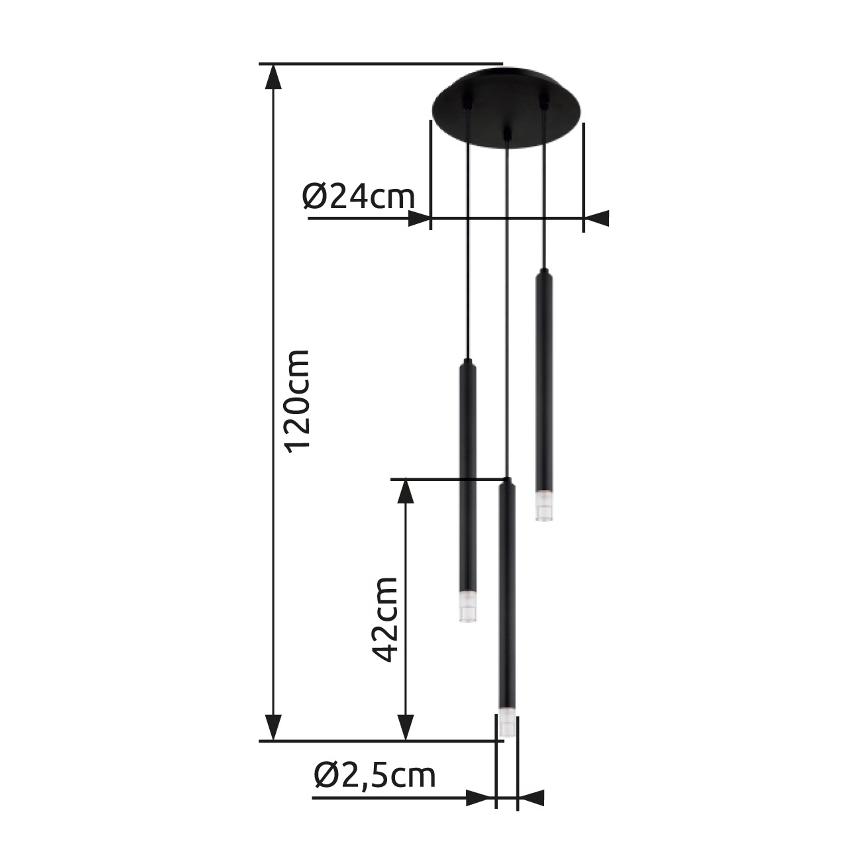 Globo - Pendel 3xG9/4W/230V diameter 24 cm sort