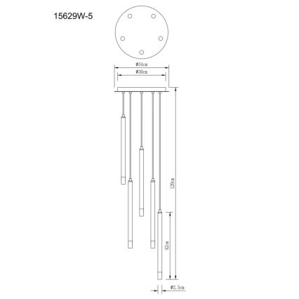 Globo - Pendel 5xG9/4W/230V diameter 34 cm