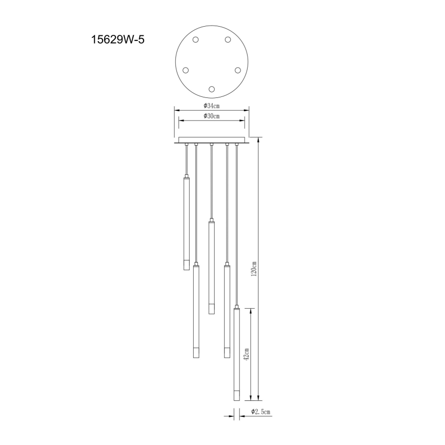 Globo - Pendel 5xG9/4W/230V diameter 34 cm