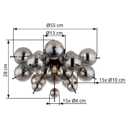 Globo - Loftlampe 3xE14/25W/230V diameter 55 cm sort