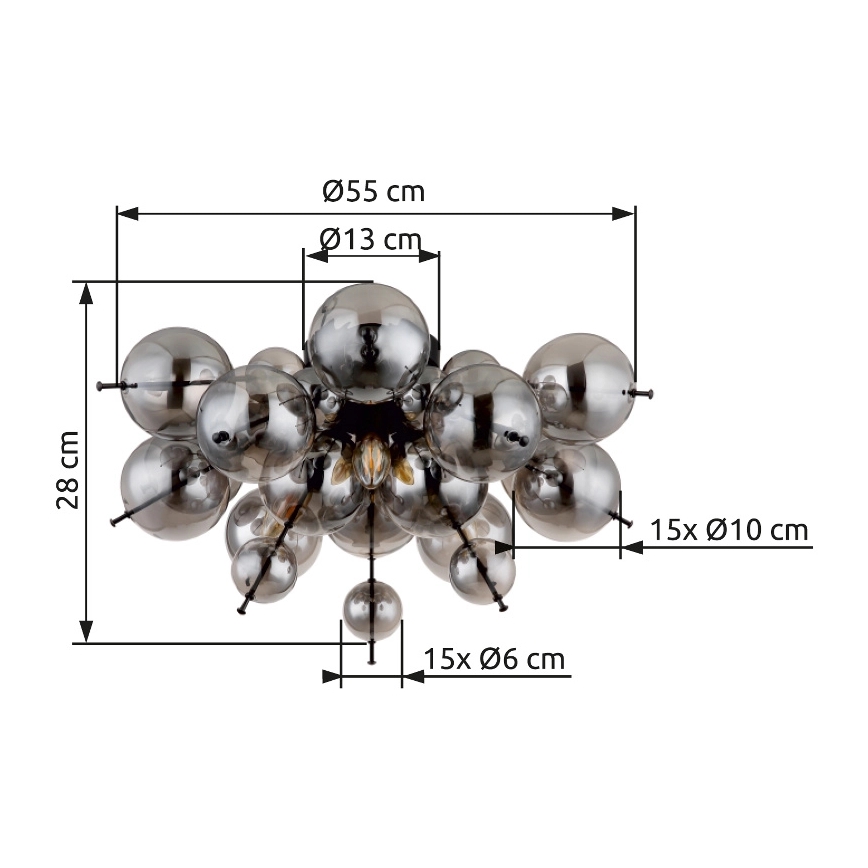 Globo - Loftlampe 3xE14/25W/230V diameter 55 cm sort