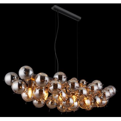 Globo - Lysekrone på wire 6xE14/25W/230V sort