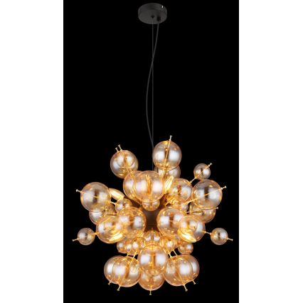 Globo - Pendel 6xE14/25W/230V diameter 55 cm guldfarvet