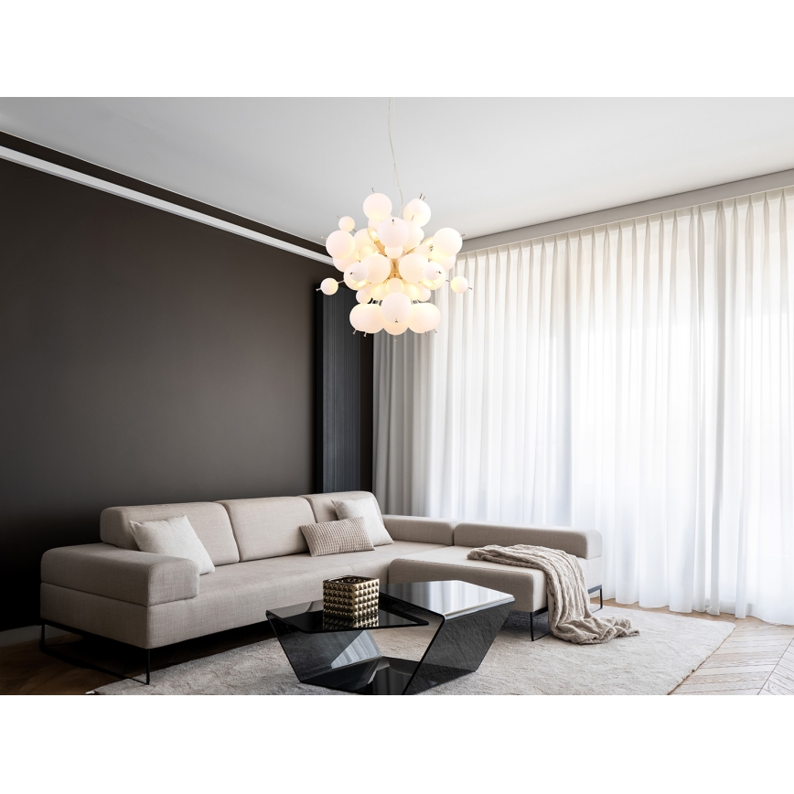 Globo - Pendel 6xE14/25W/230V diameter 55 cm hvid