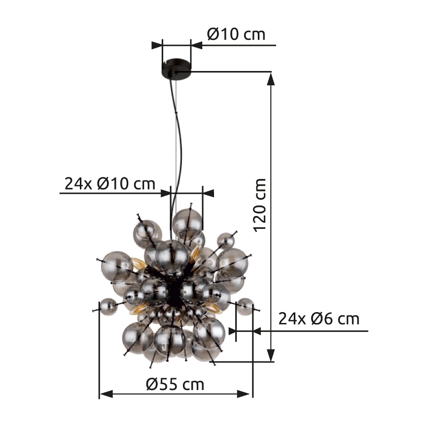 Globo - Pendel 6xE14/25W/230V diameter 55 cm sort