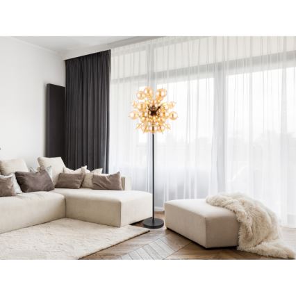Globo - Gulvlampe 6xE14/25W/230V brun/røget