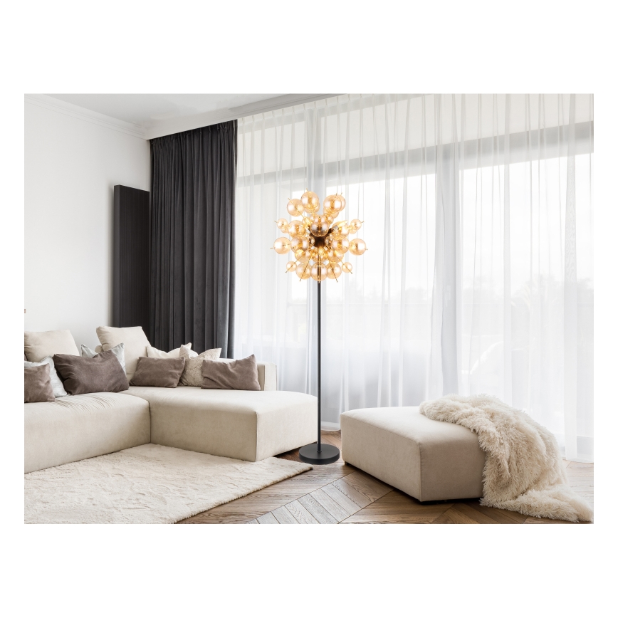 Globo - Gulvlampe 6xE14/25W/230V brun/røget