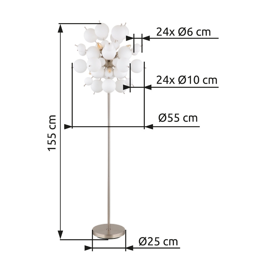 Globo - Gulvlampe 6xE14/25W/230V hvid