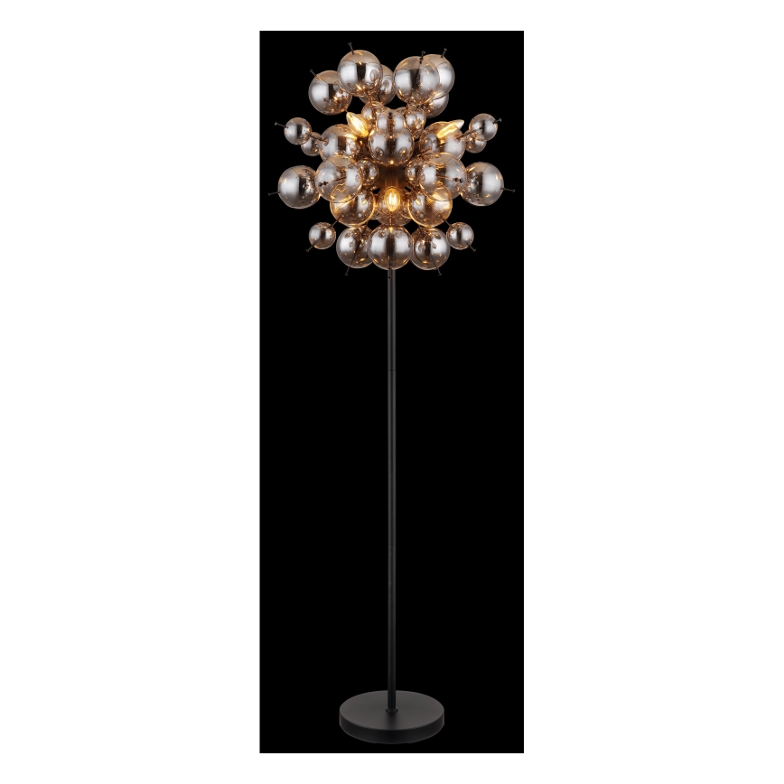 Globo - Gulvlampe 6xE14/25W/230V sort/røget