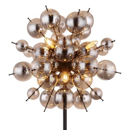 Globo - Gulvlampe 6xE14/25W/230V sort/røget