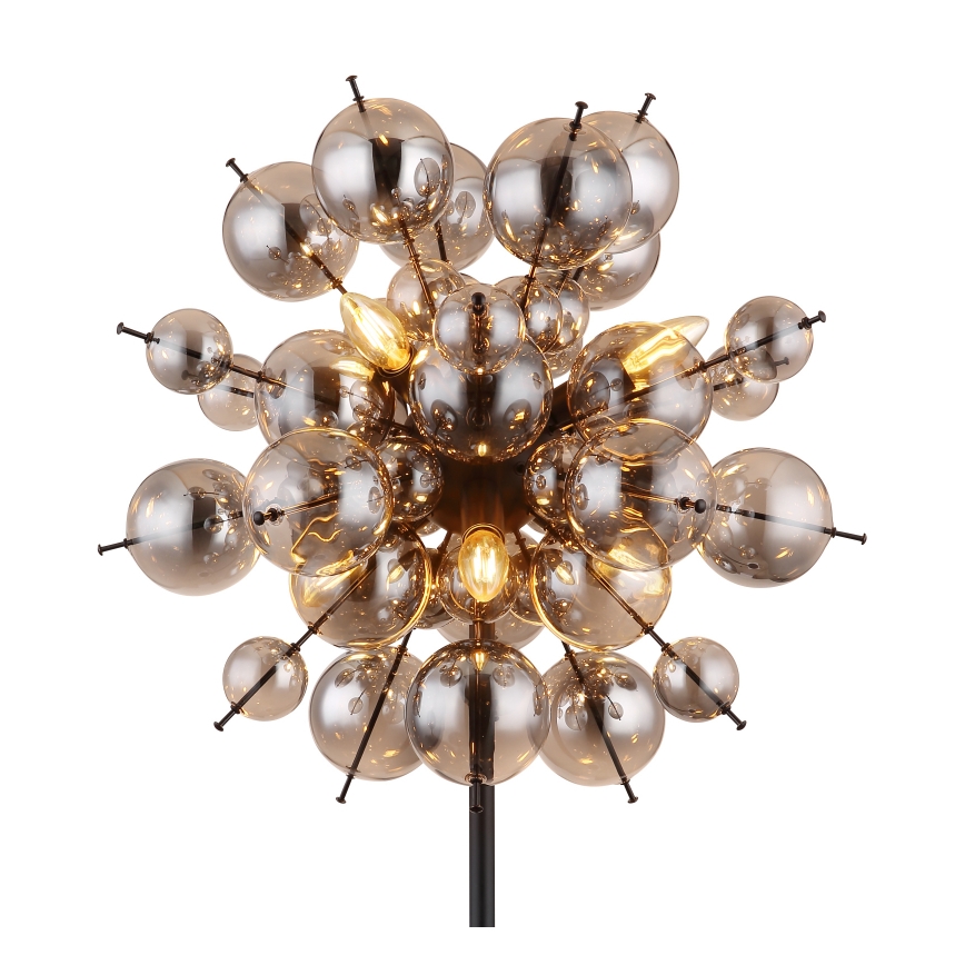 Globo - Gulvlampe 6xE14/25W/230V sort/røget