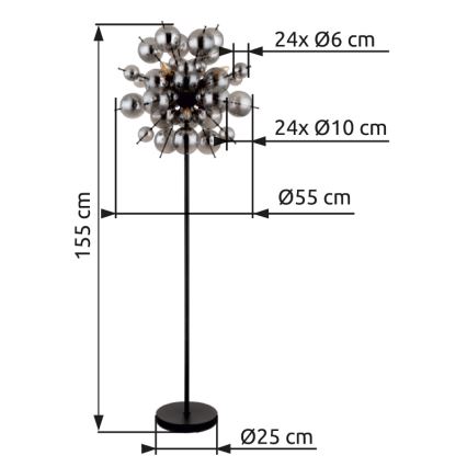 Globo - Gulvlampe 6xE14/25W/230V sort/røget