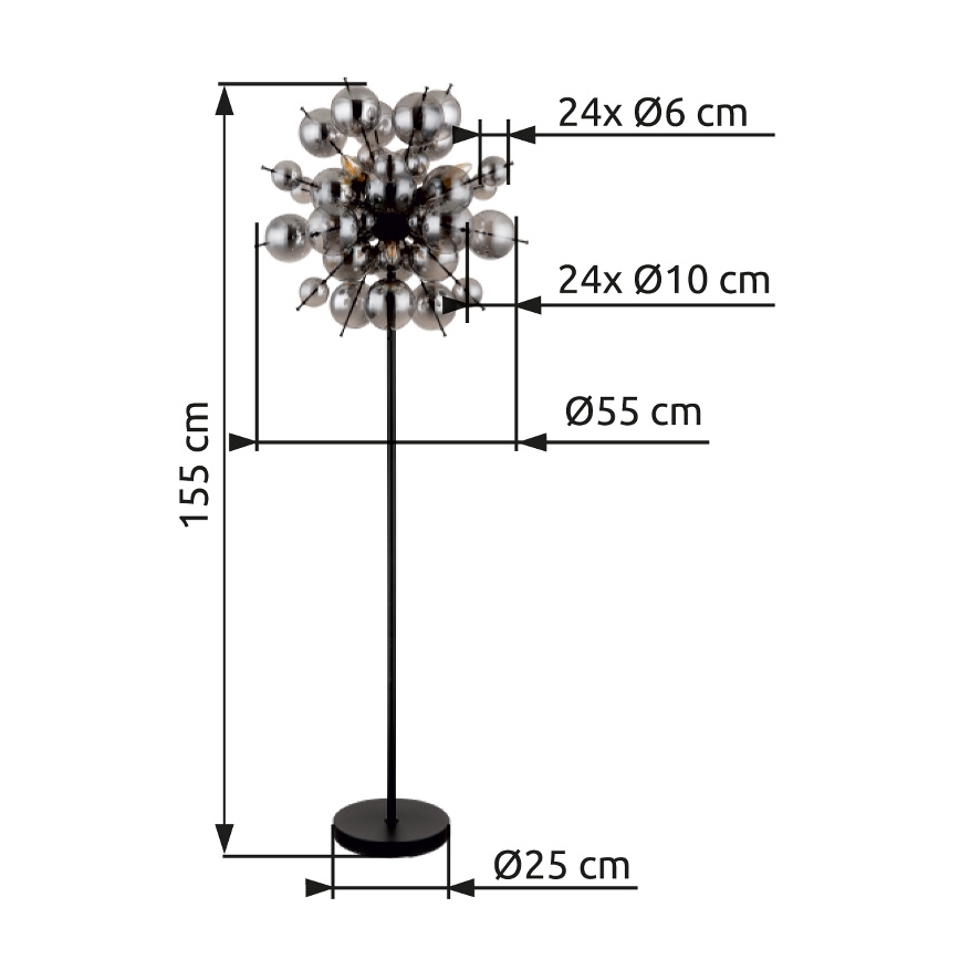 Globo - Gulvlampe 6xE14/25W/230V sort/røget