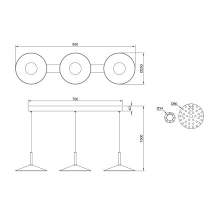 Globo - LED-pendel på wire LED/24W/230V 4000K sort