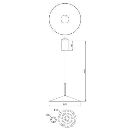 Globo - LED-pendel med wire LED/18W/230V 4000K sort