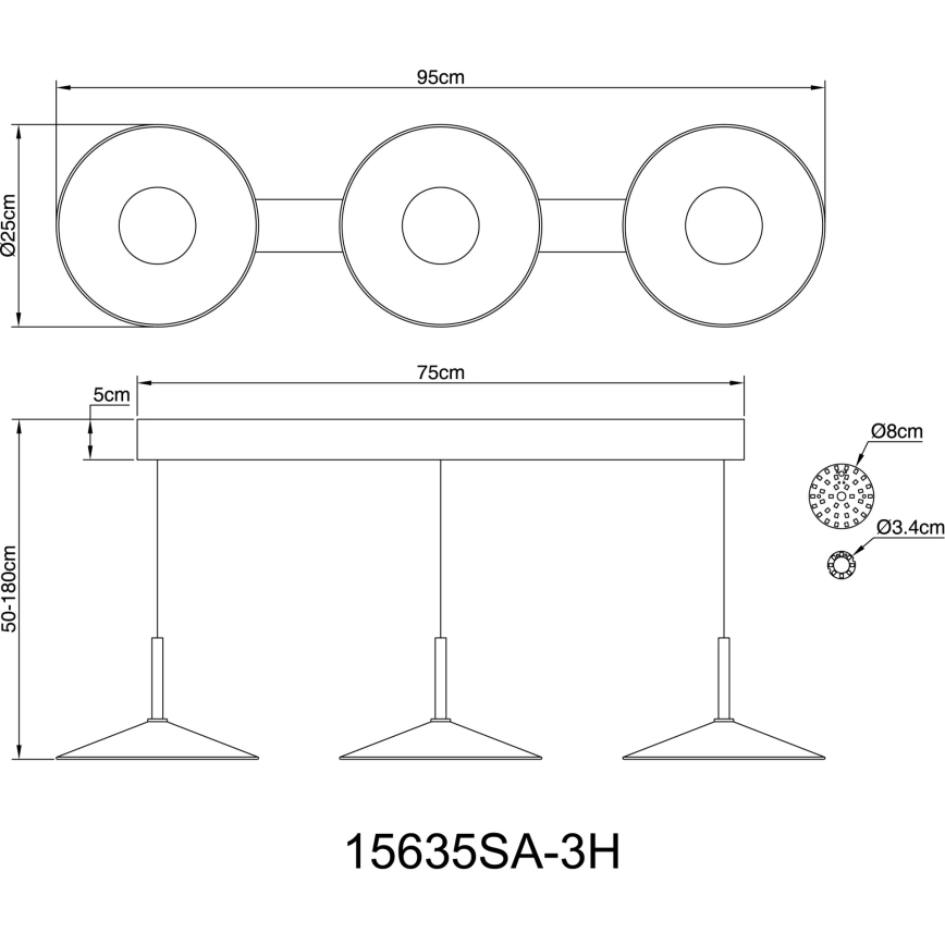 Globo - LED-lysekrone på wire LED/24W/230V 4000K cremefarvet