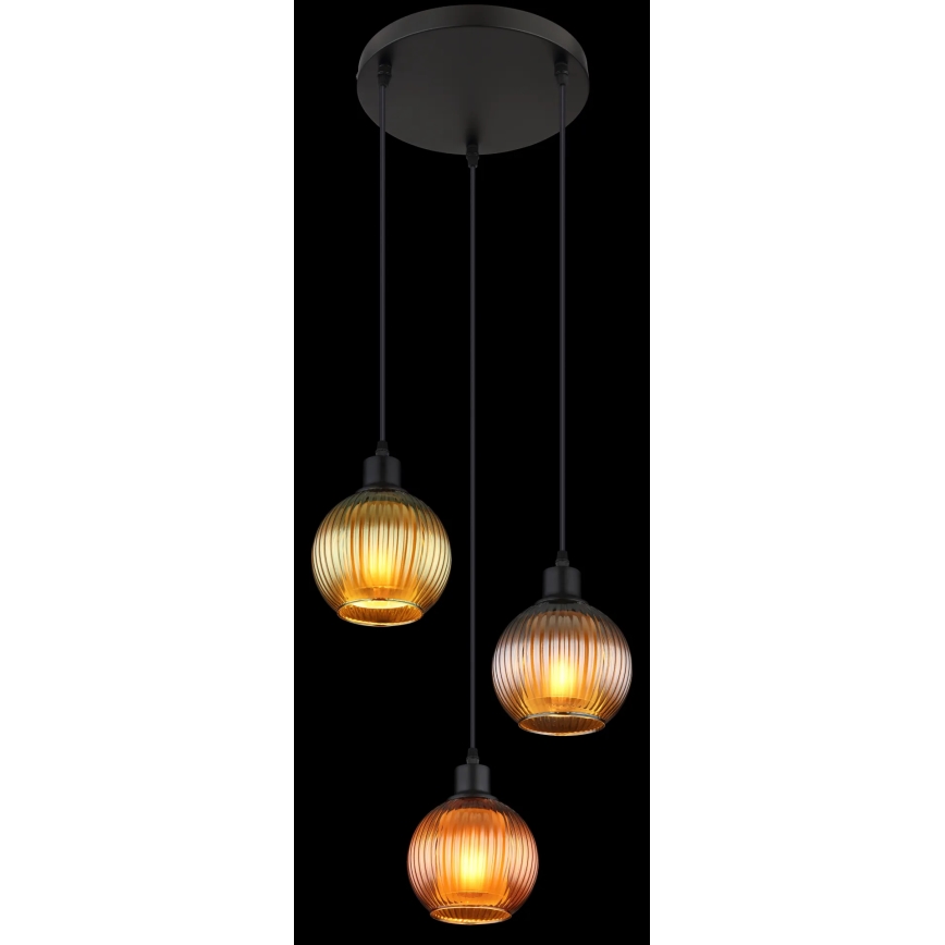 Globo - Pendel 3xE27/25W/230V diameter 36 cm kobber/grøn/blå