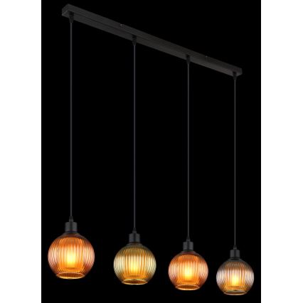 Globo - Pendel 4xE27/25W/230V kobber/grøn/blå