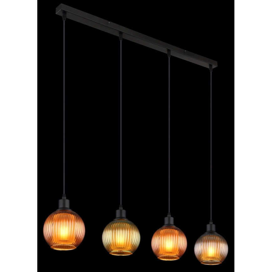 Globo - Pendel 4xE27/25W/230V kobber/grøn/blå